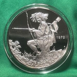 1972  Nation of the Paiute Tribe Silver Proof Medallion Coin Cased#205052129068